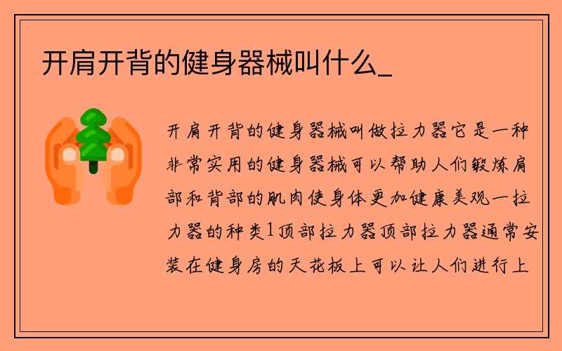 开肩开背的健身器械叫什么_